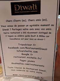 Carte du Restaurant Diwali à Rueil-Malmaison