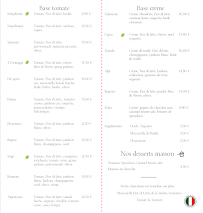 Menu du Le Petit Napolitain à Grièges