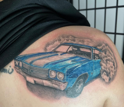 Explore wolf chest tattoo ideas, creative tattoo ideas in Manchester, available at Electric Avenue Tattoos