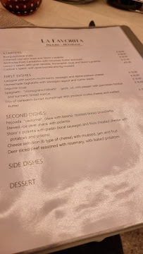 Menu / carte de La Favorita à Lozzo di Cadore