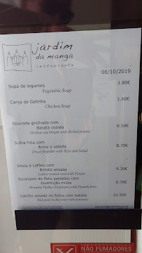 Restaurant Jardim da Manga à Coimbra menu