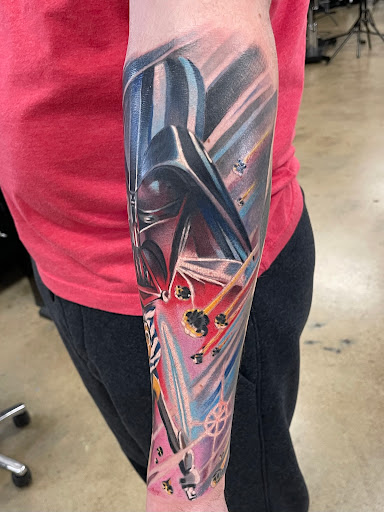 Explore fenrir tattoo ideas, creative tattoo ideas in Maryland Heights, available at Thirteen Roses Tattoo & Aesthetics