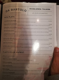 Osteria Pizzeria da Bartolo à Bordeaux menu