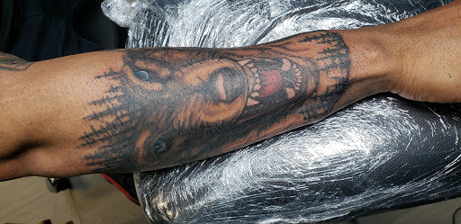 Explore sticker sleeve tattoo ideas, creative tattoo ideas in Brooklyn, available at Graffiti Ink Tattoos