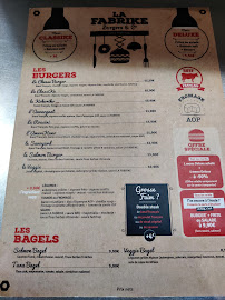 Restauration rapide LA FABRIKE Burgers & Cie à Joinville-le-Pont (le menu)