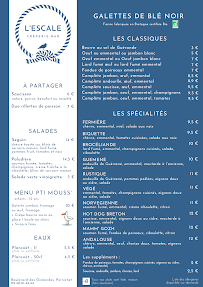 Menu / carte de L'Escale Crêperie à Pornichet