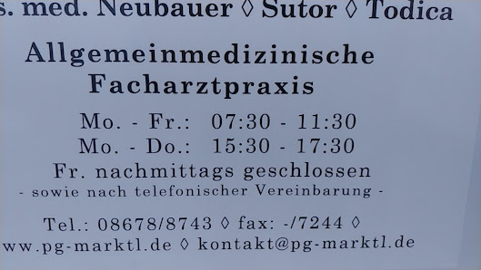 Praxisgemeinschaft Marktl Dres. med. Neubauer - Sutor - Todica Poststraße 7, 84533 Marktl, Deutschland