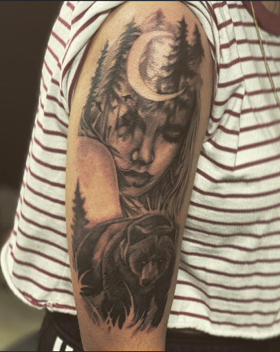 Explore themed sleeve tattoo ideas, creative tattoo ideas in Stevens Point, available at Black Rabbit Tattooing