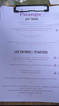 Restaurant PITANGA à Paris (le menu)