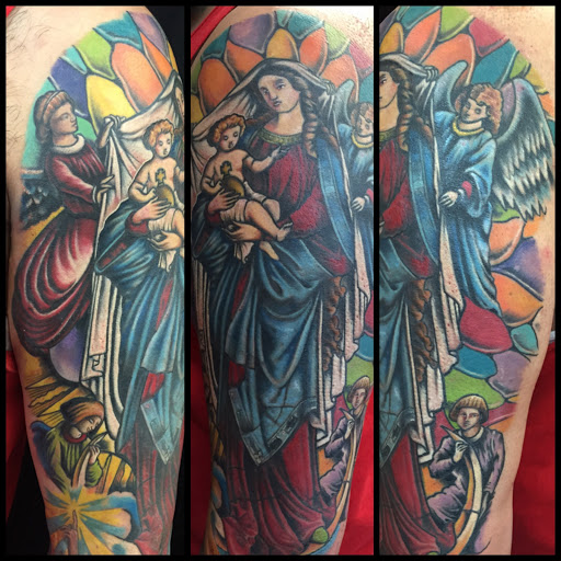 Explore thigh tattoo ideas, creative tattoo ideas in San Diego, available at Funhouse Tattoo