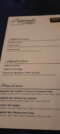 Carte du L'approdo Ristorante di Pesce - San Foca à San Foca