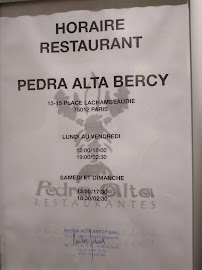 Pedra Alta Bercy à Paris menu