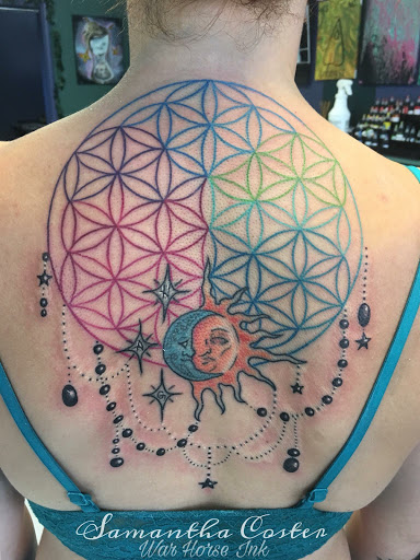 Explore upper back tattoo ideas for guys, creative tattoo ideas in Kent, available at War Horse Ink