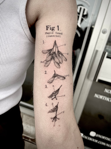 Explore purple tattoo ideas, creative tattoo ideas in Scarborough, available at North Coast Tattoo Company