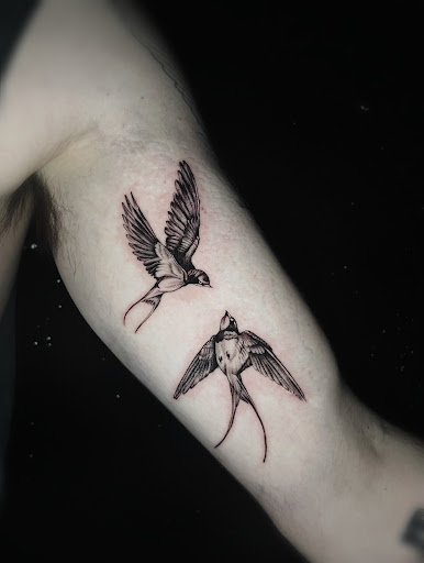 Explore memorial dog tattoo ideas, creative tattoo ideas in Corona, available at Crop Circles Tattoo Studio