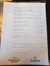 Menu du Johann Schmalhofer Gaststätte à Pfakofen