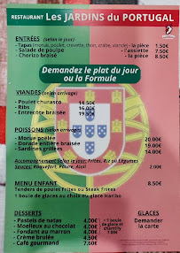 Menu du Les jardins du Portugal à Saint-Hippolyte-du-Fort