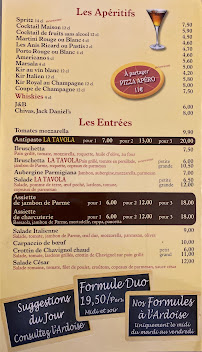 Menu / carte de La Tavola à Montévrain