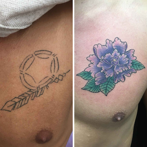 Explore mens cover up tattoo ideas, creative tattoo ideas in San Diego, available at Funhouse Tattoo