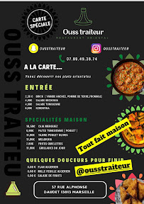 Menu / carte de Ouss traiteur à Marseille