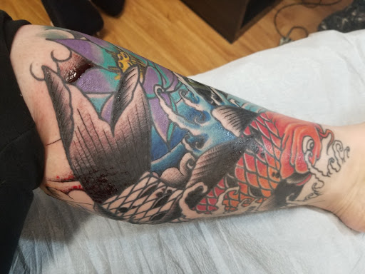 Explore star sleeve tattoo ideas, creative tattoo ideas in Orlando, available at Cast Iron Tattoos