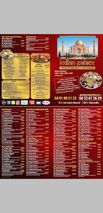 Restaurant indian palace à Marseille menu