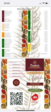 RESTAURANT KASHFULL INDIEN à Blain menu