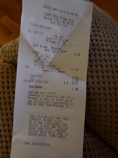 Fast Food Restaurant «Sonic Drive-In», reviews and photos, 10455 Blue Ridge Blvd, Kansas City, MO 64134, USA