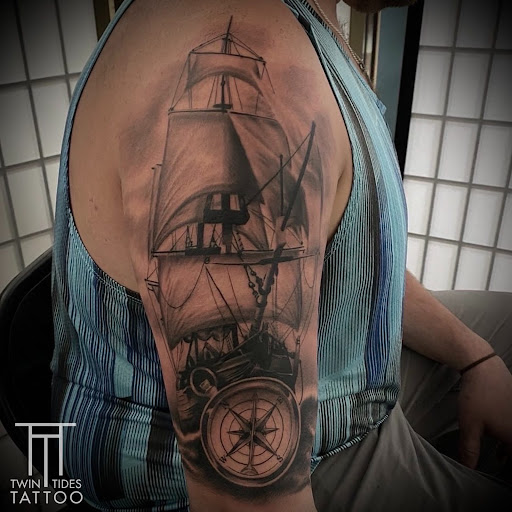 Explore mens collar bone tattoo ideas, creative tattoo ideas in Wappingers Falls, available at Twin Tides Tattoo