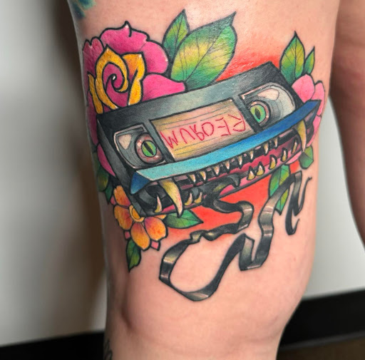 Explore stained glass tattoo ideas, creative tattoo ideas in Minneapolis, available at Peregrine Tattoo