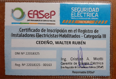 Walter Cedeño-Instalador Electricista Habilitado Categoría III-ERSeP