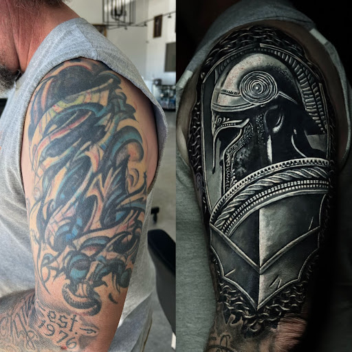 Explore hot rod tattoo ideas, creative tattoo ideas in Montgomery, available at Flying Eye Tattoo Studio