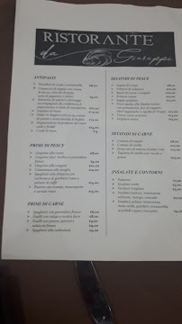 Carte du Da Giuseppe à Villapiana Lido