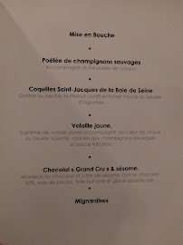 Les Climats à Paris menu