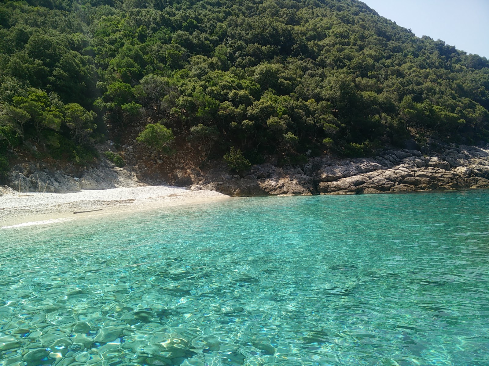 Photo of Ammoudi beach with turquoise pure water surface