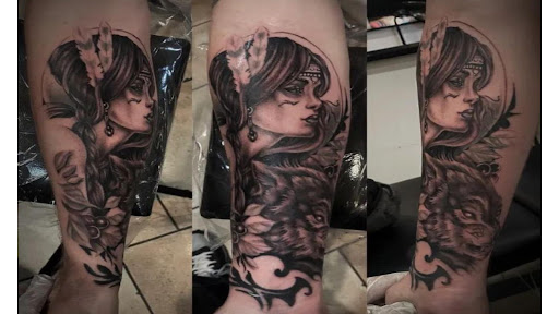 Explore mens back shoulder tattoo ideas, creative tattoo ideas in Virginia Beach, available at Blue Horseshoe Tattoo & Piercing