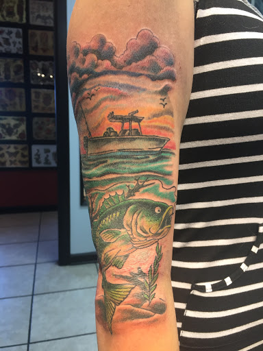 Explore family arm sleeve tattoo ideas, creative tattoo ideas in Neptune, available at Neptune Tattooville