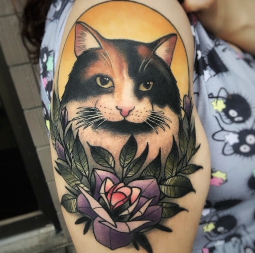 Explore traditional elbow tattoo ideas, creative tattoo ideas in Anchorage, available at Ultra Violence Tattoo co.