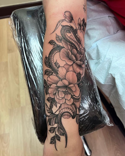 Explore girly tattoo sleeve ideas, creative tattoo ideas in Fairfax, available at Comes A Time Tattoo