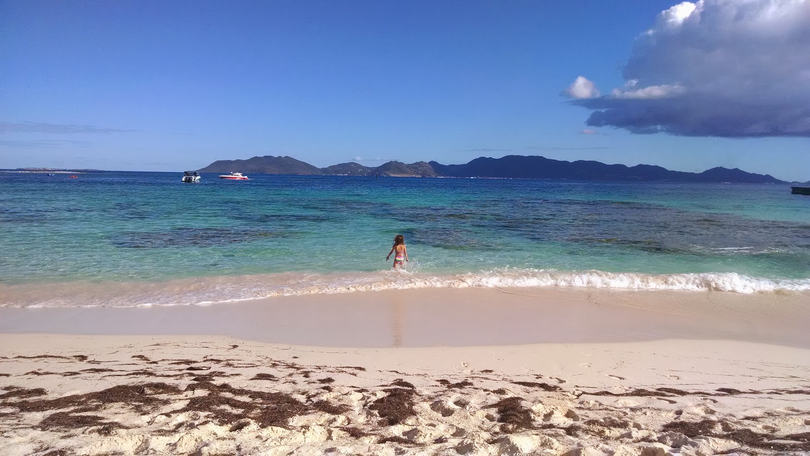 Foto di Blowing point beach con una superficie del sabbia luminosa