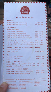 Menu du BÆKKERI im Das rote Haus à Hiddensee