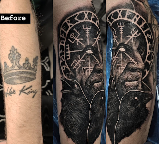 Explore cover up tattoo ideas female shoulder, creative tattoo ideas in Kenosha, available at Kenosha Tattoo Company