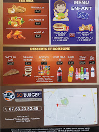 So'burger Valence à Valence carte