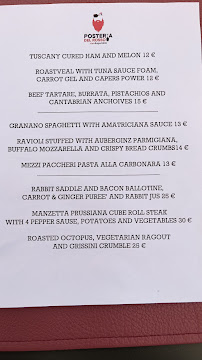 Menu du Posteria Del Rosso Tirano à Tirano
