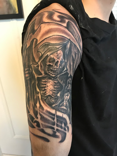 Explore full sleeve tattoo ideas for men, creative tattoo ideas in Milford, available at Golden Hammer Tattoo Studios