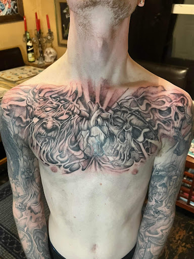 Explore white tattoo ideas, creative tattoo ideas in Roanoke, available at RailYard INK