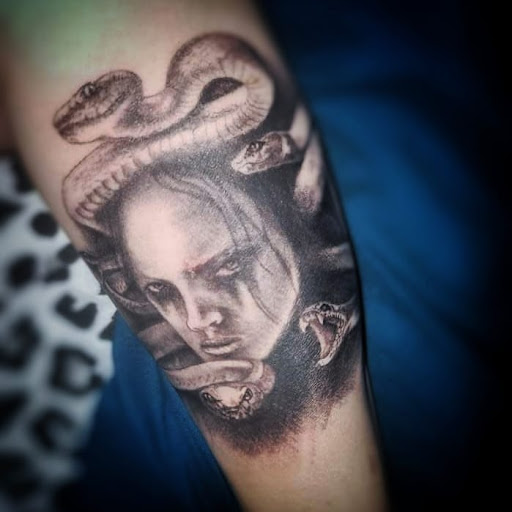 Explore greece tattoo ideas, creative tattoo ideas in North Bend, available at The Rusty Needle Tattoo Parlor