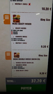 Menu / carte de Burger King à Angers