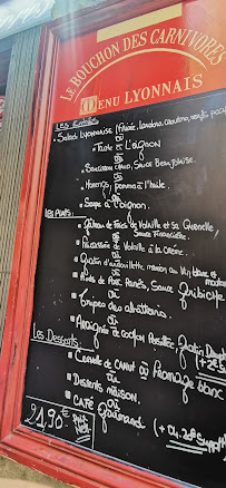 Restaurant français Le Bouchon des Carnivores à Lyon (la carte)