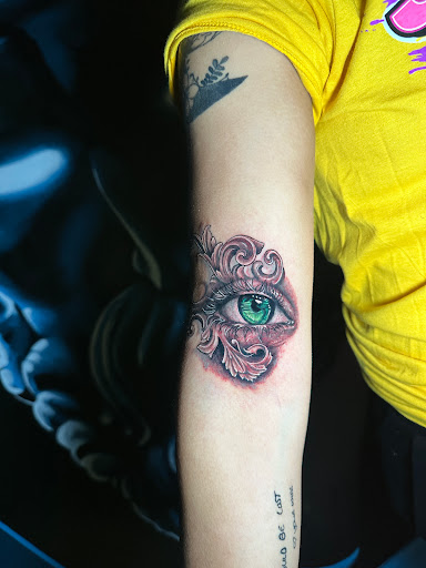 Explore polka trash tattoo ideas, creative tattoo ideas in Tampa, available at Emphasis Tattoo